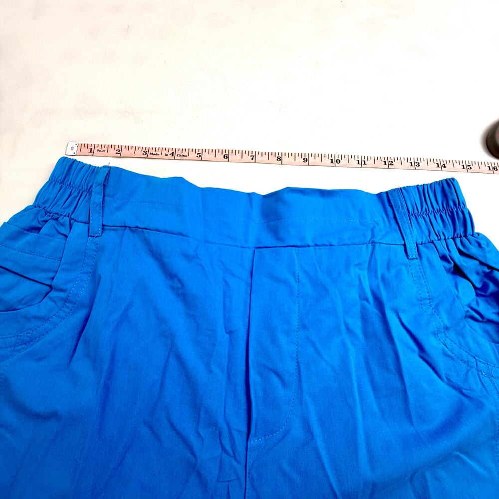 New in Bag Women's Bright Blue Cargo Shorts Adjustable Length Elastic Waist - Picture 11 of 16